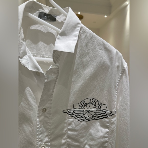 CHRISTIAN DIOR X AIR JORDAN SHORT SLEEVE BUTTON UP WORK SHIRT - Picture 2 of 6